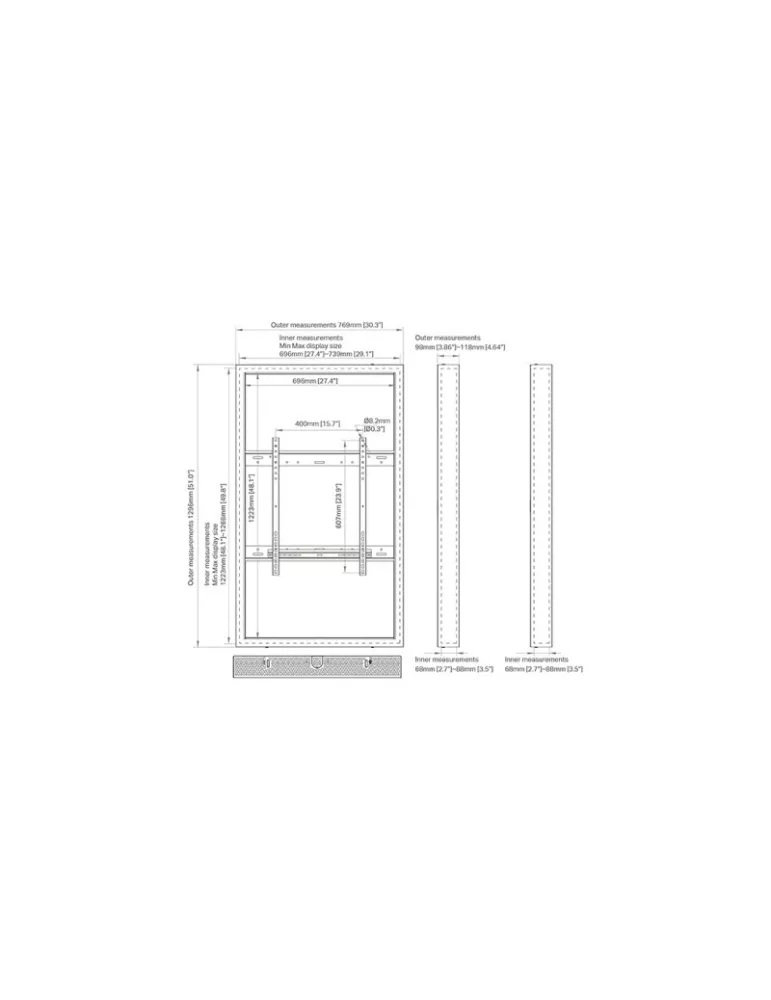 MULTIBRACKETS 8980 Caisson kiosk 55'' sur pied  Kiosk 55" Enclosure HB Ref: