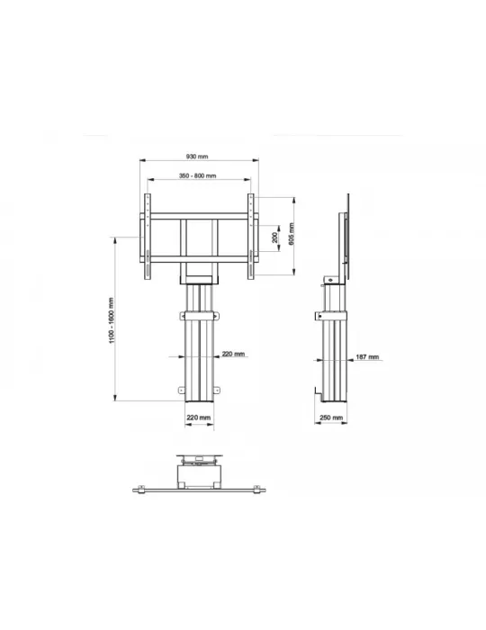 MULTIBRACKETS 4603 Support sol mur motorisé Multibrackets Motorized Public Floormount 160 kg Black SD - 42  - 110  screen MULT