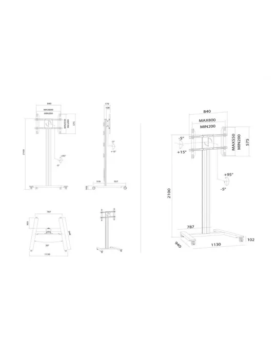 MULTIBRACKETS 5334 Mobiler neigbarer Ständer Multibrackets Public Display Stand 210 HD Single - Bildschirm 55 -80  VESA Max 80