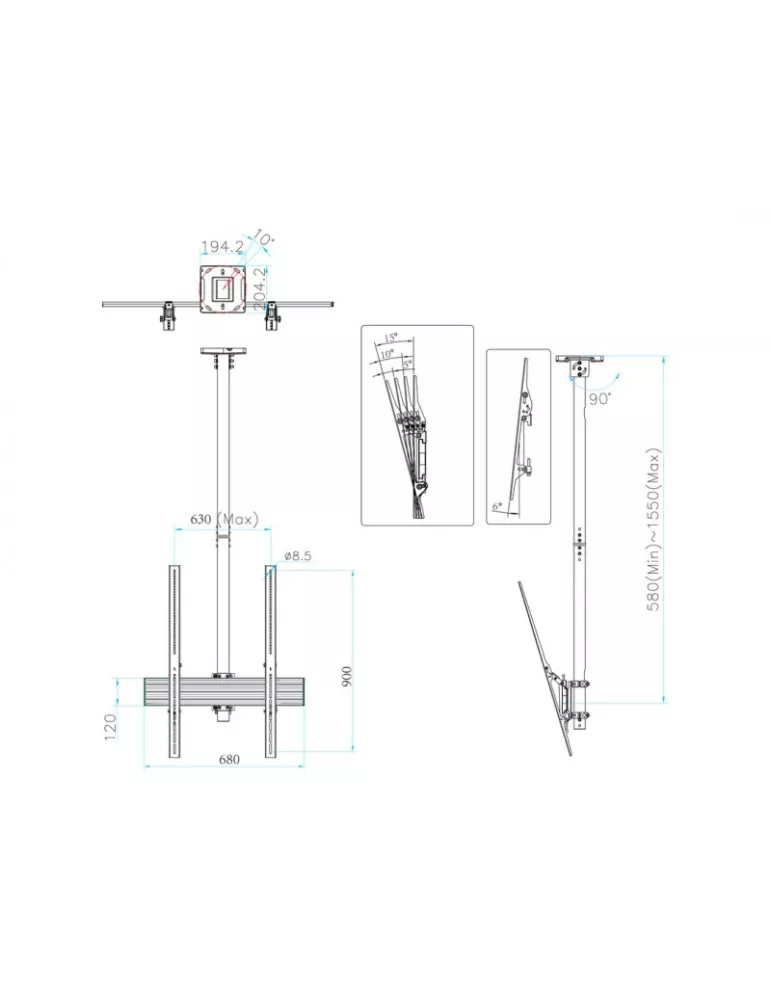 MULTIBRACKETS 6126 Support plafond Multibrackets Ceiling Mount PRO MBC1UPHD 50kgmax REF  MULTIBRACKETS MUL6126 | MusicGoodDeal