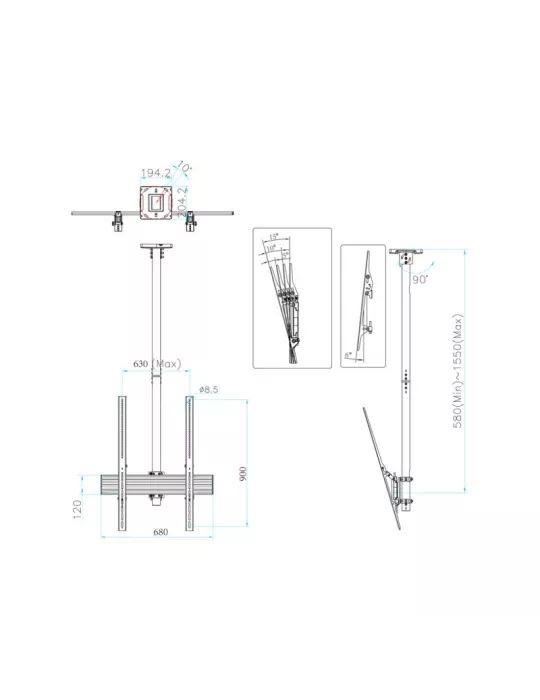 MULTIBRACKETS 6126 Support plafond Multibrackets Ceiling Mount PRO MBC1UPHD 50kgmax REF  MULTIBRACKETS MUL6126 | MusicGoodDeal