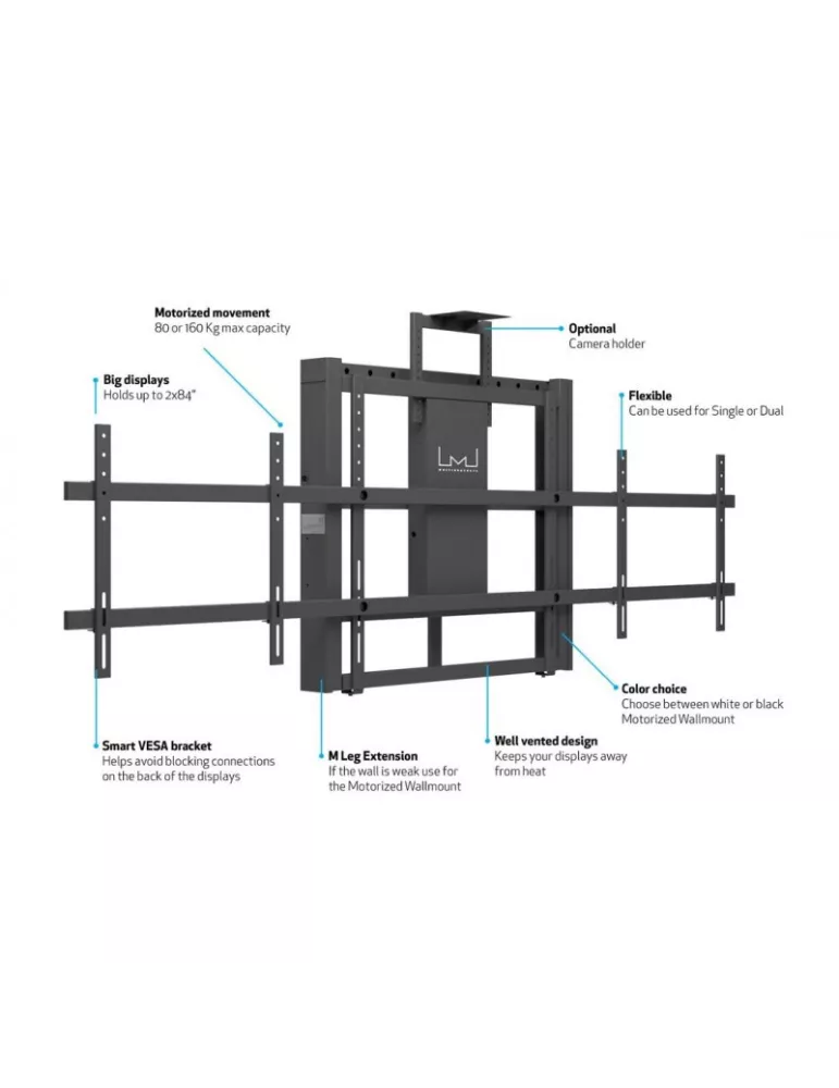 MULTIBRACKETS 0433 Support mural motorisé Multibrackets Motorized Wallmount Dual Screen 160 kg Black SD - screen up to 84  Ves