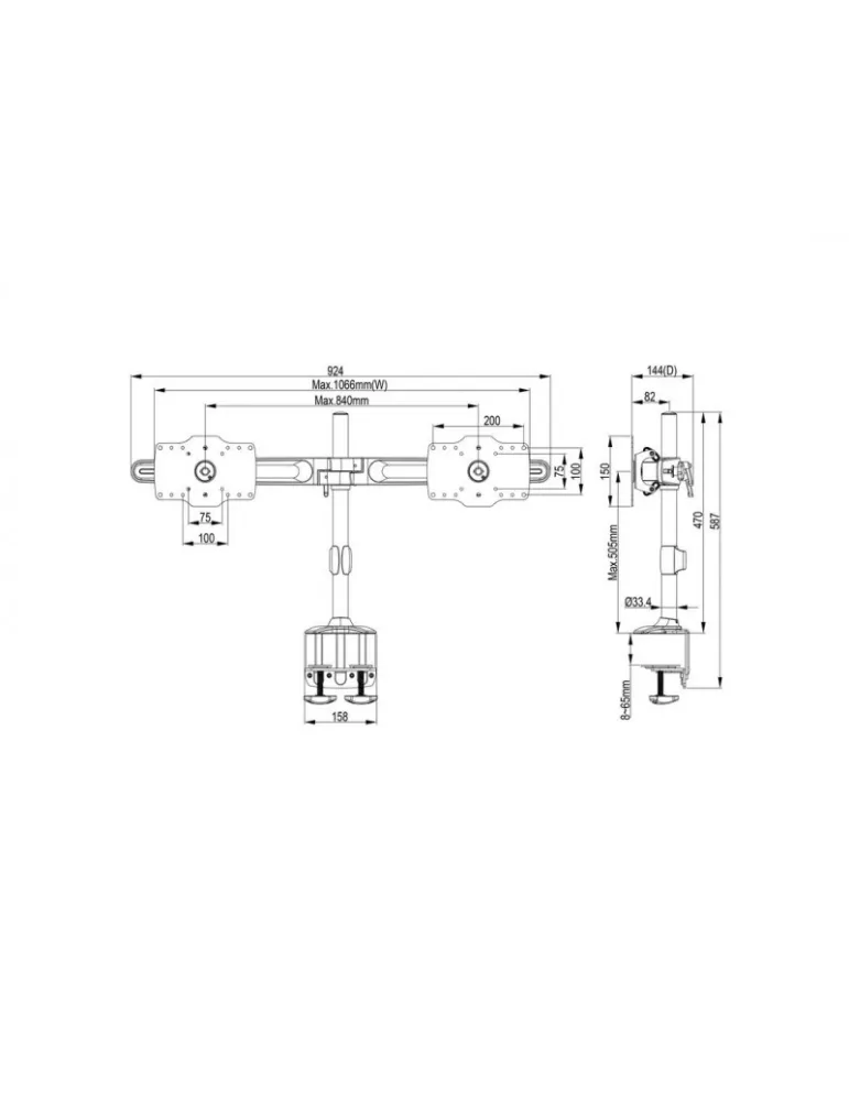 MULTIBRACKETS 0365 Multibrackets VESA Abrazadera doble de sobremesa - 2 pantallas 24  - 32  Vesa Max 200x100 MULTIBRACKETS MUL