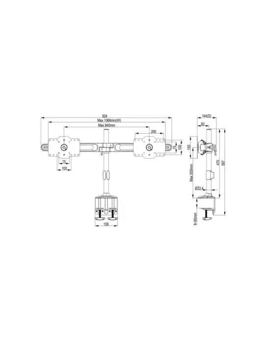 MULTIBRACKETS 0365 Drehbare Tischhalterung Multibrackets VESA Desktopmount Dual Desk Clamp - 2 Monitore 24  - 32  Vesa Max 200