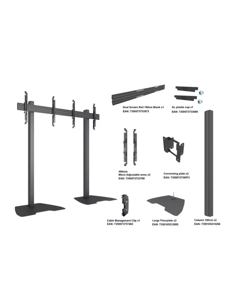 MULTIBRACKETS 3496 Soporte de suelo Multibrackets MBF2x1U Serie M Pro - 2 pantallas 32  - 65  VESA Máx 400x400 MULTIBRACKETS M
