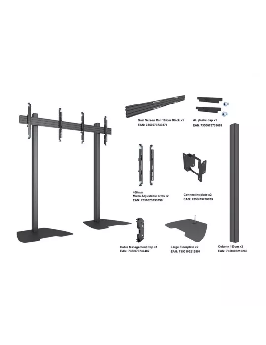 MULTIBRACKETS 3496 Multibrackets Floor Stand MBF2x1U M Pro Series - 2 screens 32  - 65  VESA Max 400x400 MULTIBRACKETS MUL3496