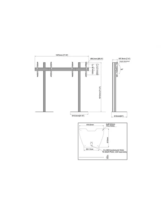 MULTIBRACKETS 3496 Bodenständer Multibrackets MBF2x1U M Pro-Serie - 2 Bildschirme 32  - 65  VESA Max 400x400 MULTIBRACKETS MUL