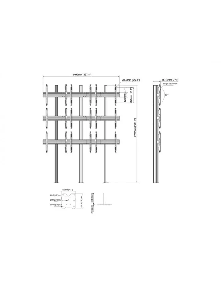 MULTIBRACKETS 3441 Bodenhalter videowall MBFM3x3U Floormount Column Pro Ref  MULTIBRACKETS MUL3441 | MusicGoodDeal