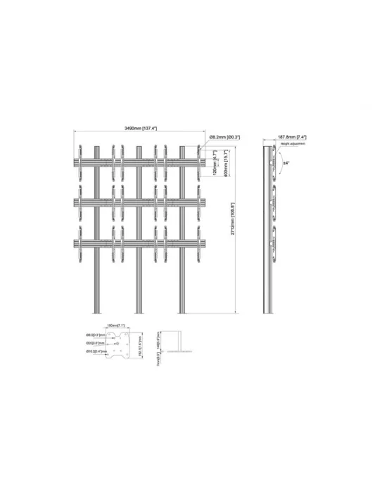 MULTIBRACKETS 3441 Support sol videowall  MBFM3x3U Floormount Column Pro Ref: