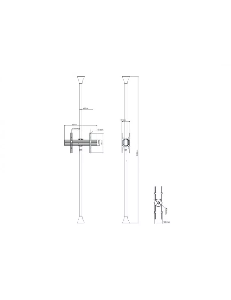 MULTIBRACKETS 5723 Boden-Decken-Halterung Multibrackets Floor to Ceiling Mount Pro MBFC2U Chrome - 2 Bildschirme 40 -65  VESA