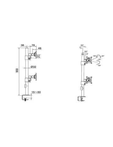 MULTIBRACKETS 5877 Drehbarer Tischständer Multibrackets Deskmount Officeline Dual Vertical Black - Bildschirm 15  - 30  Vesa M 2
