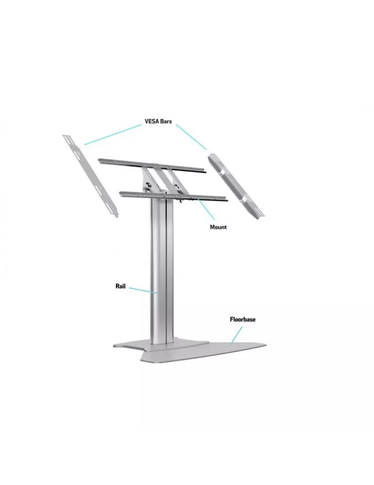 MULTIBRACKETS 7420 Soporte sol un fijador inclinable Multibrackets Public Display Stand 110 HD Floorbase Single Silver-écran 3