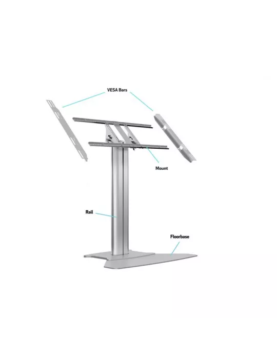 MULTIBRACKETS 7420 Bodenständer zum Fixieren neigbar Multibrackets Public Display Stand 110 HD Floorbase Single Silver-Bildsch