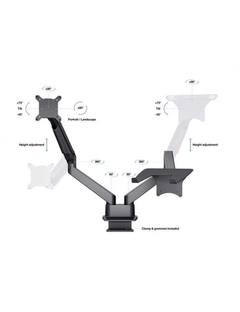 MULTIBRACKETS 1881 Table stand with computer support Multibrackets Gas Lift Arm Dual Arm w. Laptop Holder - 15 - 32  screen VE