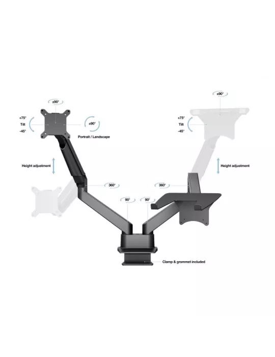 MULTIBRACKETS 1881 Tischständer mit Computerhalterung Multibrackets Gas Lift Arm Dual Arm w. Laptop Holder - Bildschirm 15 - 3