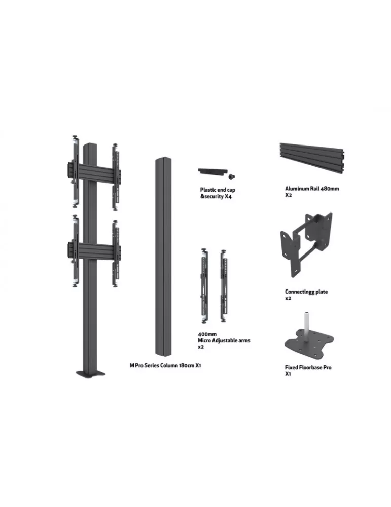 MULTIBRACKETS 0310 Bodenständer mit verstellbarer Befestigung Multibrackets MBFC2U 180 Floormount Column Pro - 2 Bildschirme 3