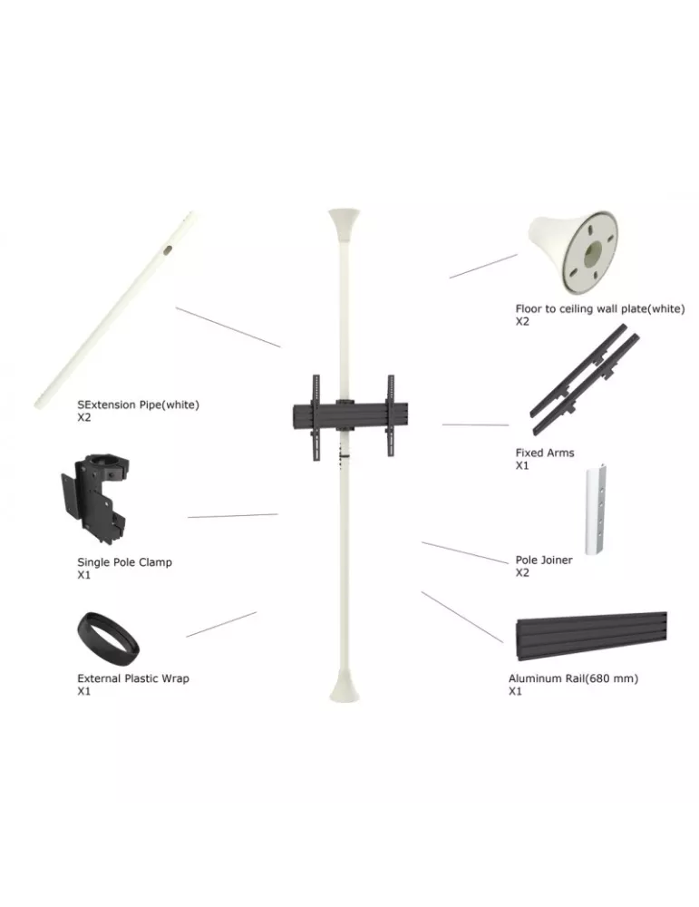 MULTIBRACKETS 5686 Boden-Decken-Halterung Multibrackets Floor to Ceiling Mount Pro MBFC1U Weiß - 40 -65 -Bildschirm VESA Max 6