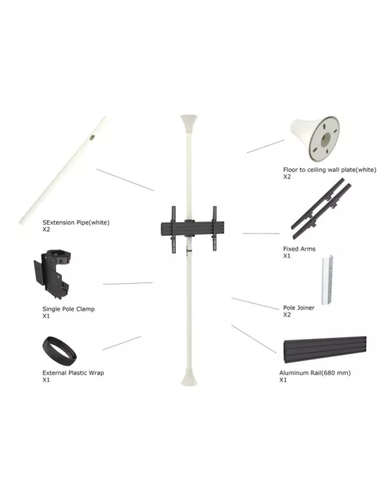 MULTIBRACKETS 5686 Support sol plafond Multibrackets Floor to Ceiling Mount Pro MBFC1U White - 40 -65  screen VESA Max 600x400