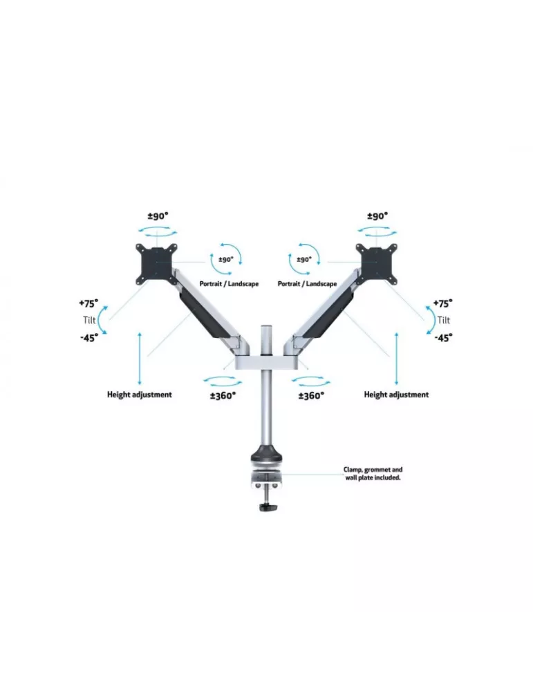 MULTIBRACKETS 7198 Support de table articulé Multibrackets M VESA Gas Lift Arm Dual - 2 écranS de 15"- 32" VESA Max 100x100