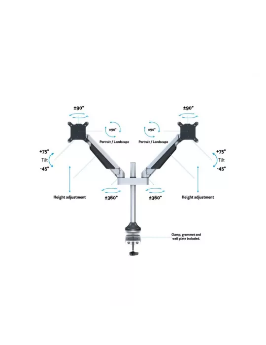 MULTIBRACKETS 7198 Gelenkige Tischhalterung Multibrackets M VESA Gas Lift Arm Dual - 2 BildschirmS von 15 -32  VESA Max 100x10