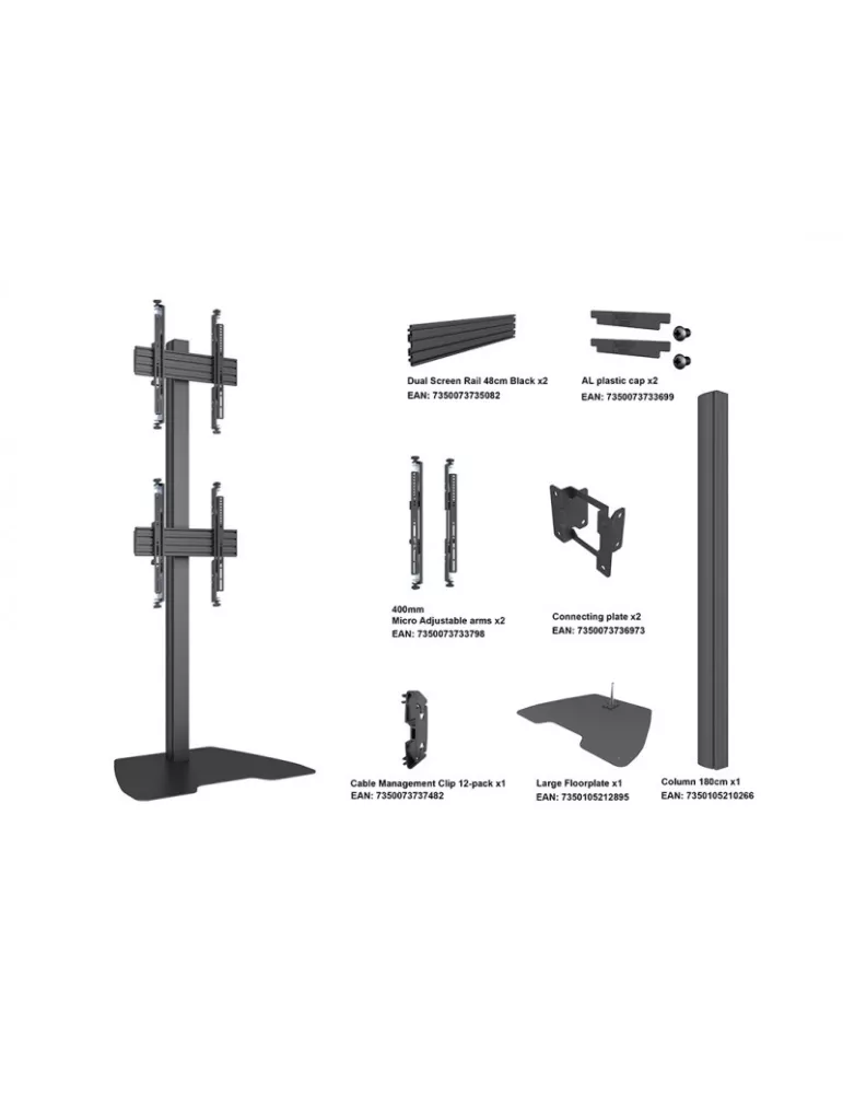 MULTIBRACKETS 6764 Support sol Multibrackets Floorstand Column Pro MBFSC2U 180 - 2 screens 40 -75  VESA Max 400x400 MULTIBRACK