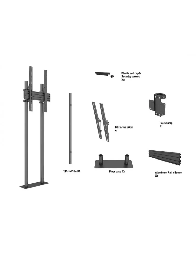 MULTIBRACKETS 8953 Bodenständer zum Befestigen Multibrackets Dual Pole Floormount Pro 65  -90   REF  MULTIBRACKETS MUL8953 | M