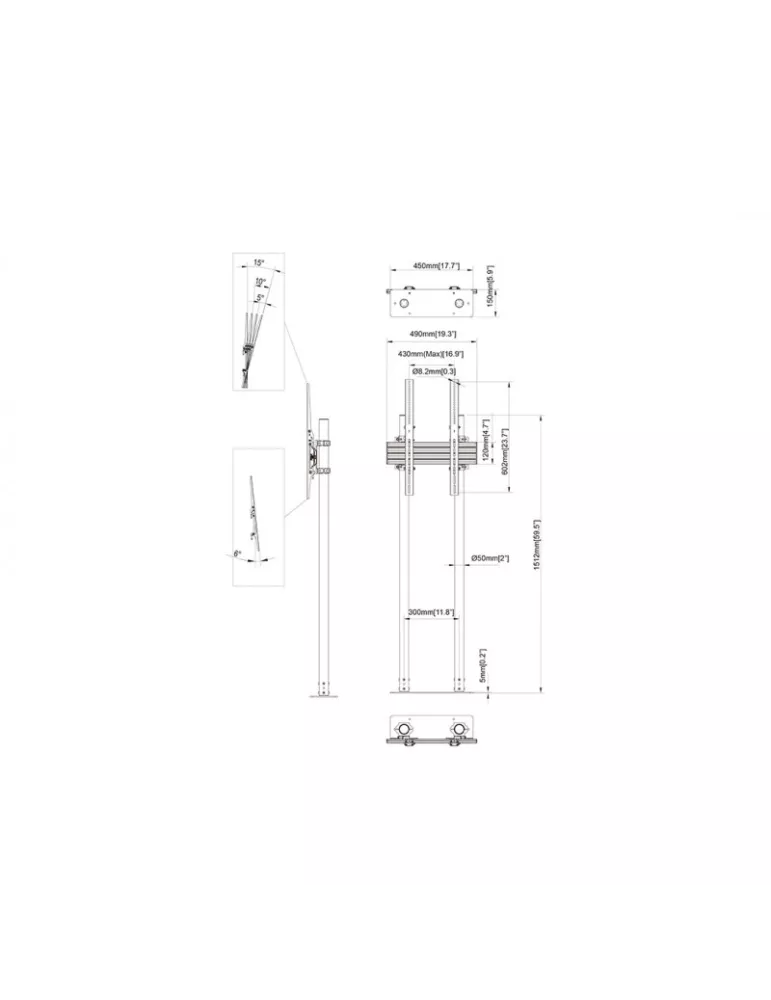 MULTIBRACKETS 8953 Multibrackets Dual Pole Floormount Pro 65  -90   REF  MULTIBRACKETS MUL8953 | MusicGoodDeal