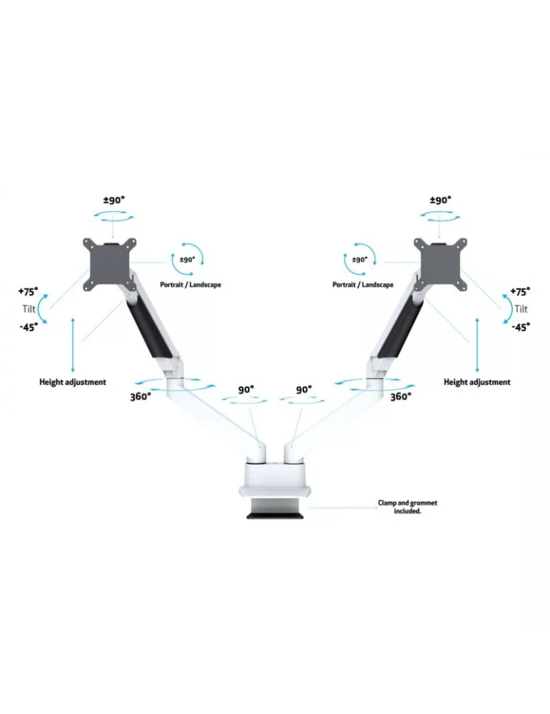 MULTIBRACKETS 3989 Multibrackets Gas Lift Arm Dual Side by Side - 2 screens 15 -32  VESA Max 100x100 MULTIBRACKETS MUL3989 | M