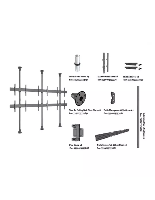 MULTIBRACKETS 6107 Support mur d'images sol-plafond Multibrackets Floor to Ceiling Mount Pro MBFC3UX2 - 6 écrans 40"-65" VESA M