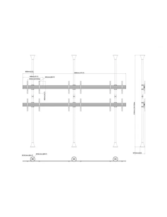 MULTIBRACKETS 6107 Support mur d images sol-plafond Multibrackets Floor to Ceiling Mount Pro MBFC3UX2 - 6 pantallas 40 -65  VE