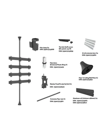 MULTIBRACKETS 2031 Support sol plafond Multibrackets Floor to Ceiling Mount Pro MBFC3X4U-F100 - 12 écrans 15"-32" VESA Max 100x 2
