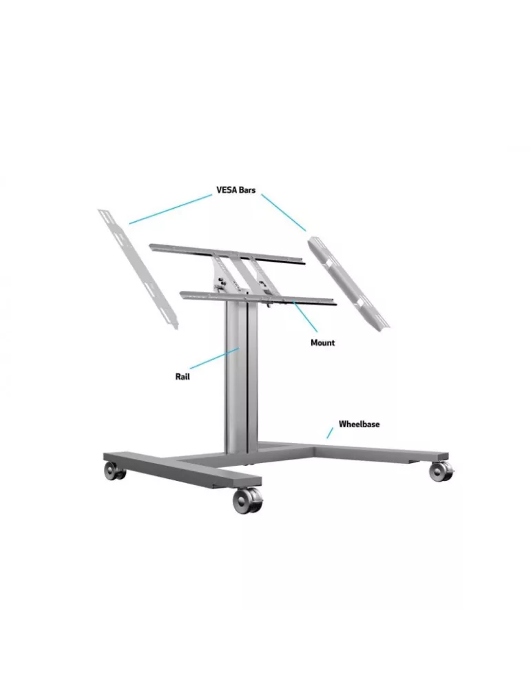 MULTIBRACKETS 6829 Support mobile inclinable 90° Multibrackets Public Display Stand 80 HD Wheelbase Single Silver - écran 32"-5