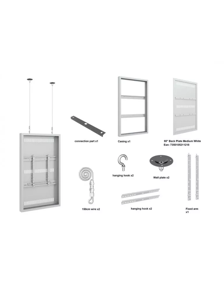 MULTIBRACKETS 3700 Caisson avec Elingues Multibrackets Enclosure Wire Medium White - écran 55"