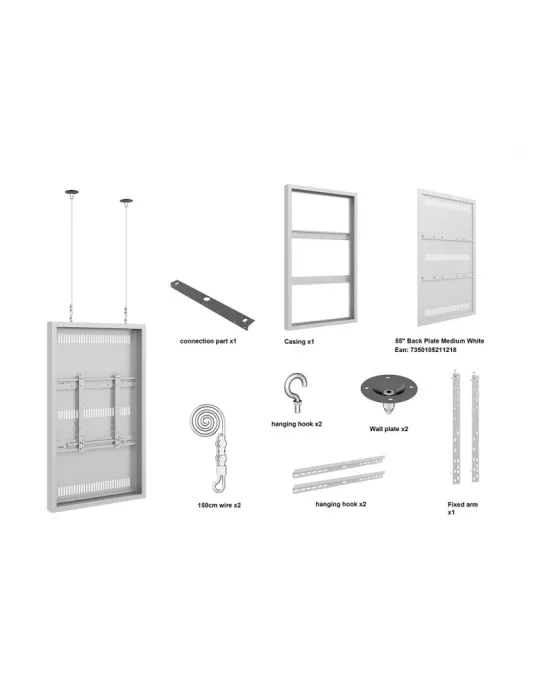 MULTIBRACKETS 3700 Caisson avec Elingues Multibrackets Enclosure Wire Medium White - écran 55"
