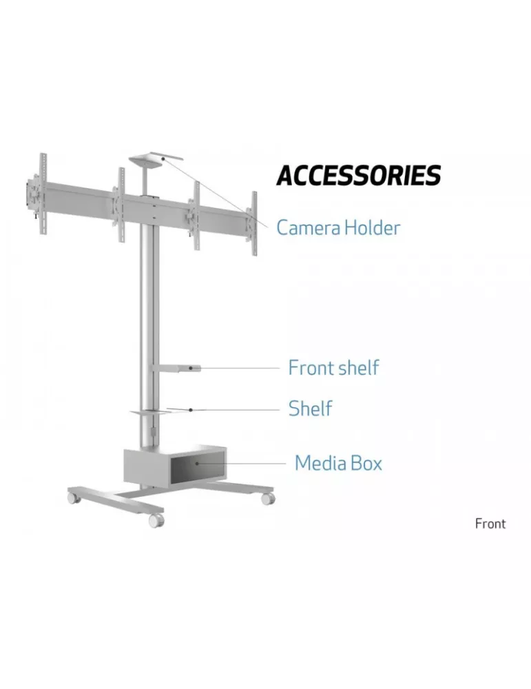 MULTIBRACKETS 5365 Support mobile Double ecrans Multibrackets Public Display Stand 180 HD Dual - 2 screens 40 -60  VESA Max 80