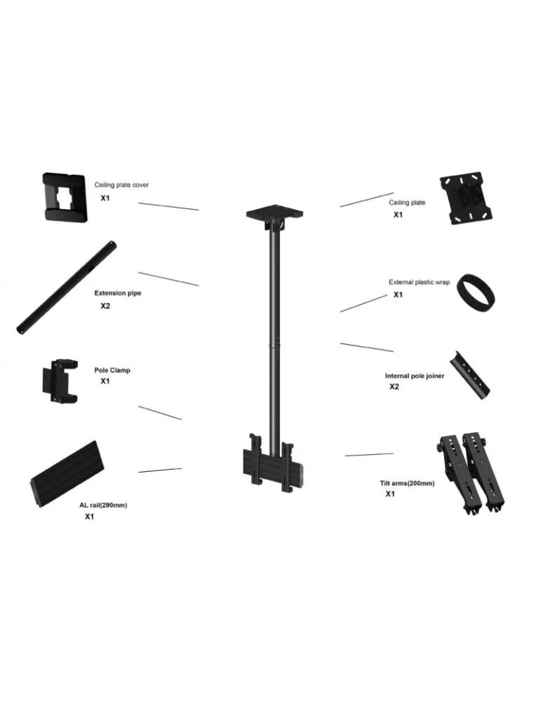 MULTIBRACKETS 3897 Deckenhalterung Multibrackets MBC1U Ceiling Mount Pro - 24 -42 -Bildschirm VESA Max 200x200 MULTIBRACKETS M