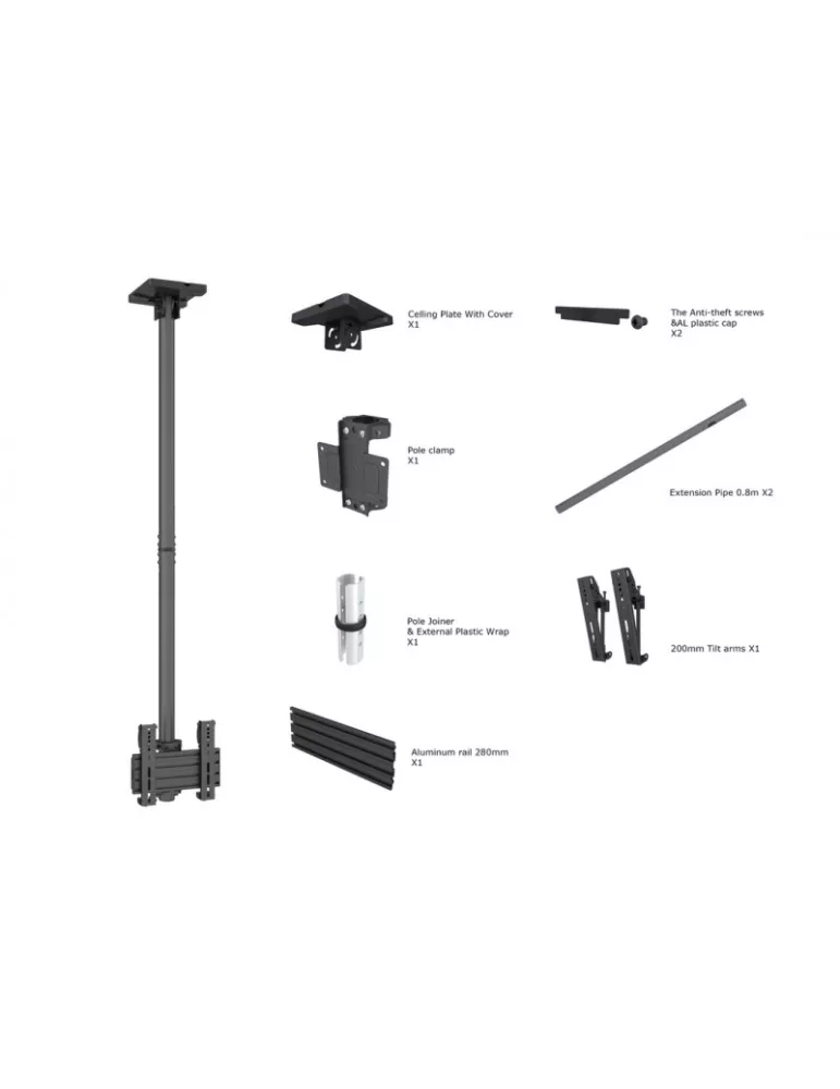 MULTIBRACKETS 3897 Support plafond Multibrackets MBC1U Ceiling Mount Pro - écran 24"-42" VESA Max 200x200