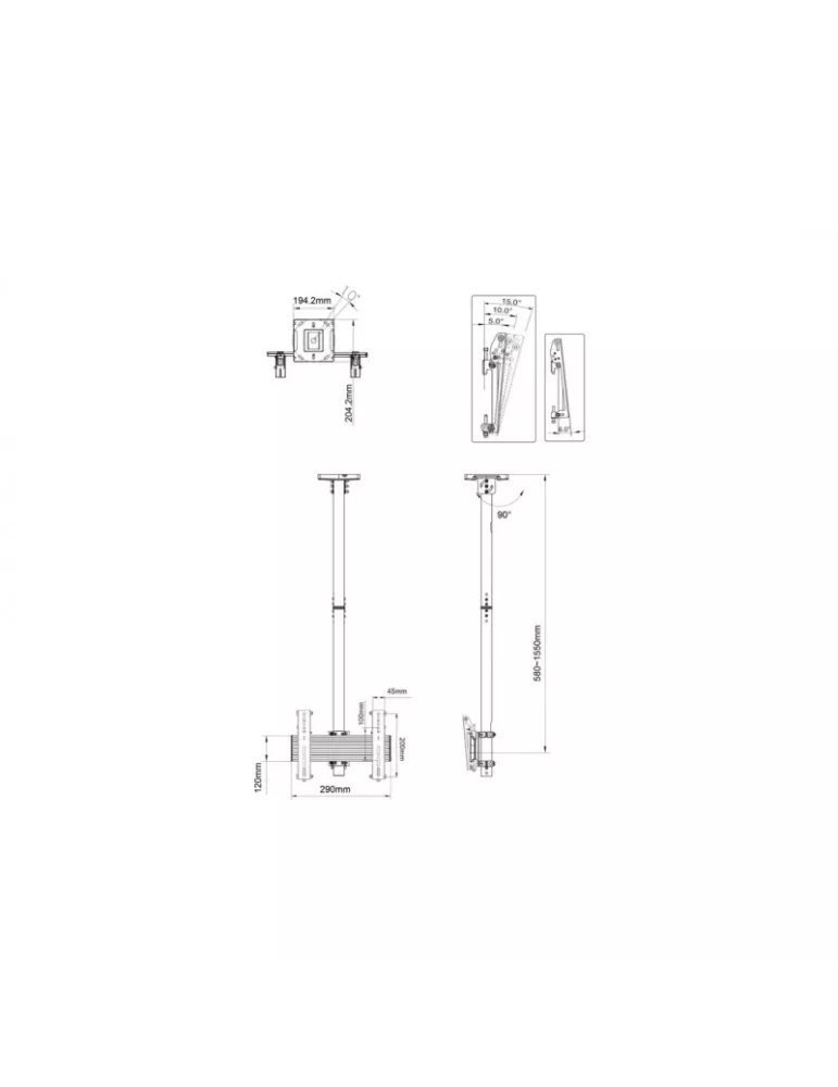 MULTIBRACKETS 3897 Deckenhalterung Multibrackets MBC1U Ceiling Mount Pro - 24 -42 -Bildschirm VESA Max 200x200 MULTIBRACKETS M