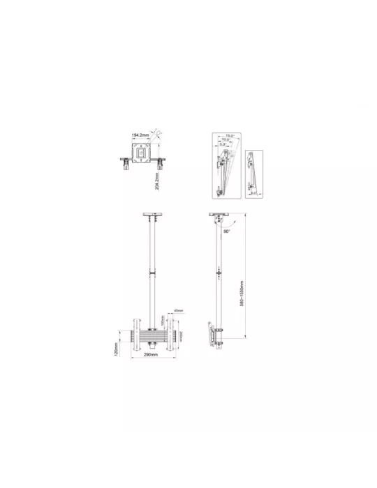 MULTIBRACKETS 3897 Deckenhalterung Multibrackets MBC1U Ceiling Mount Pro - 24 -42 -Bildschirm VESA Max 200x200 MULTIBRACKETS M