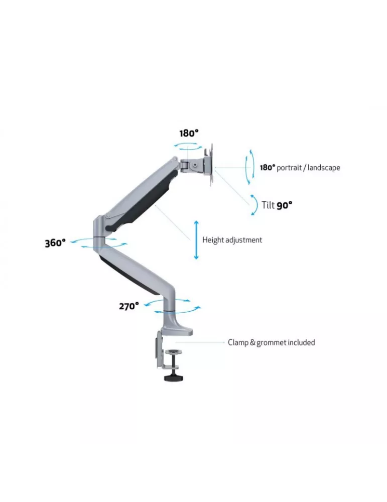 MULTIBRACKETS 3255 Support de table articulé Multibrackets Deskmount Gas Spring Single - écran de 15  - 30  VESA Max 100x100 M