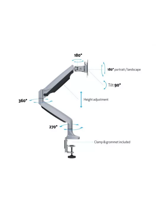 MULTIBRACKETS 3255 Support de table articulé Multibrackets Deskmount Gas Spring Single - écran de 15" - 30" VESA Max 100x100