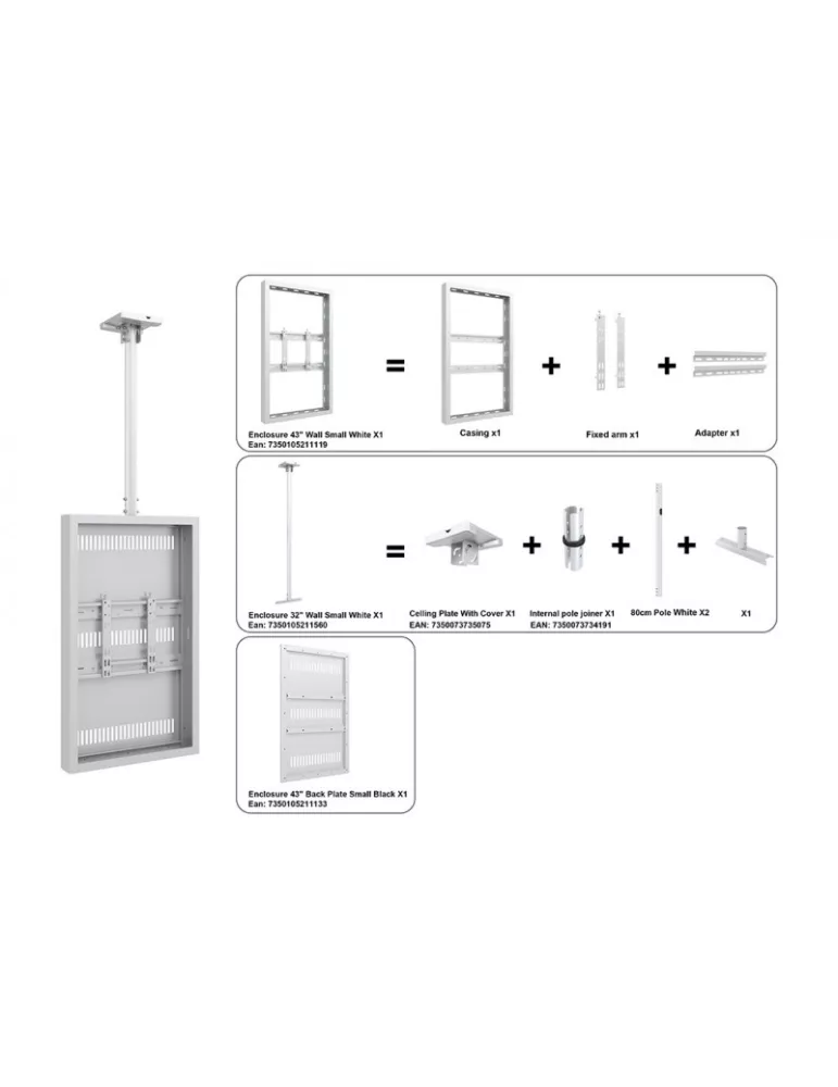 MULTIBRACKETS 5049 Deckenhalterung mit Gehäuse Multibrackets Enclosure 43  Ceiling Small Weiß - 43-Zoll-Bildschirm VESA Max 60