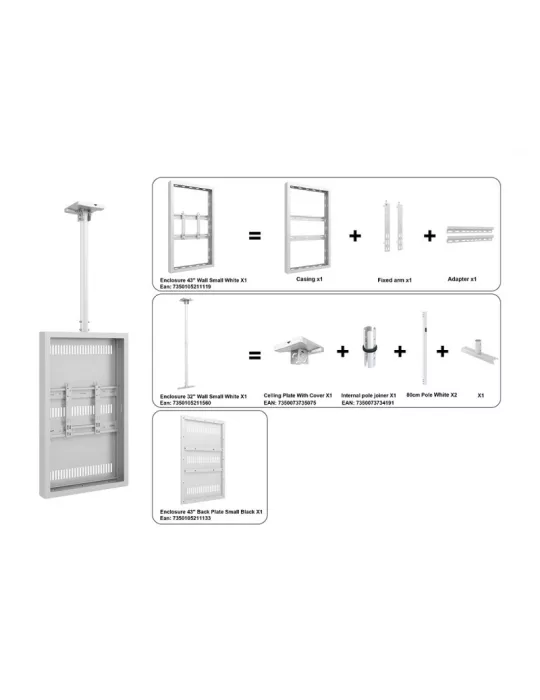 MULTIBRACKETS 5049 Support plafond avec caisson Multibrackets Enclosure 43  Ceiling Small Blanc - écran 43  VESA Max 600x400 M