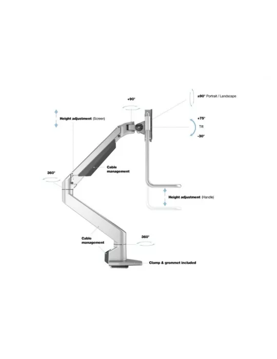 MULTIBRACKETS 2598 Gelenkige Tischhalterung mit Griff Multibrackets Gas Lift Arm Single - Bildschirm von 15 - 32  VESA Max 100