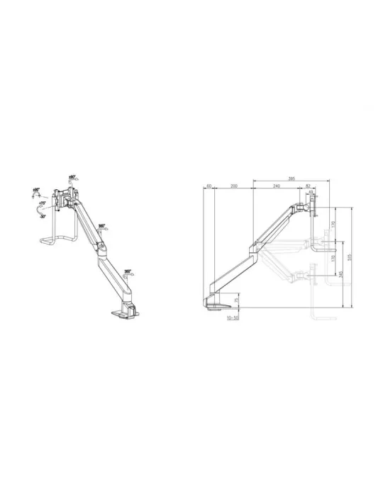 MULTIBRACKETS 2598 Support de table articulé avec poignée Multibrackets Gas Lift Arm Single - écran de 15"- 32" VESA Max 100x10