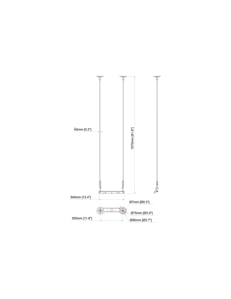 MULTIBRACKETS 1522 Ceiling sling support Multibrackets 1500mm Wire Connecting Plate Small MULTIBRACKETS MUL1522 | MusicGoodDea