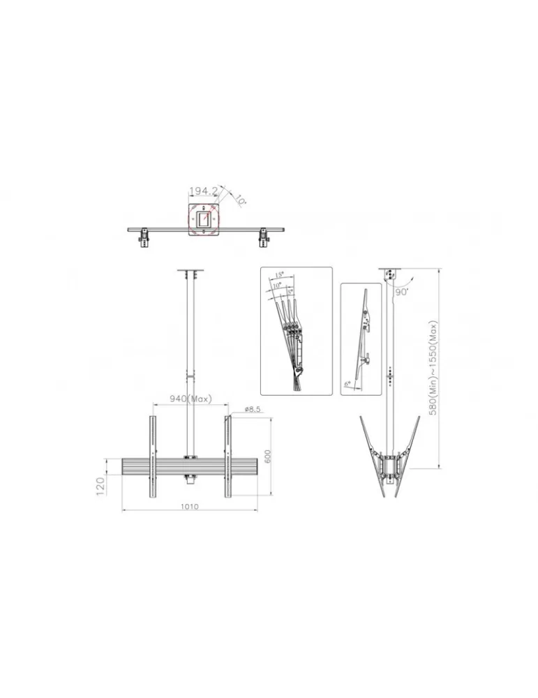 MULTIBRACKETS 6232 Ceiling Mount Multibrackets MBC1UX2HD Ceiling Mount Pro 2 screens ref  MULTIBRACKETS MUL6232 | MusicGoodDea
