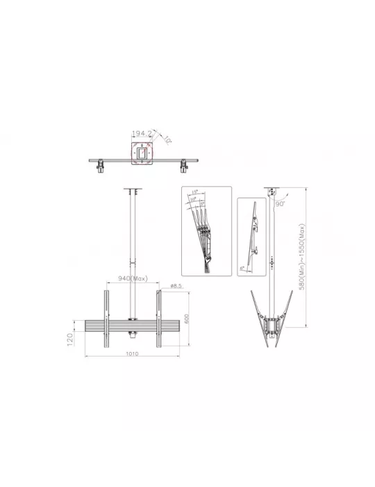 MULTIBRACKETS 6232 Ceiling Mount Multibrackets MBC1UX2HD Ceiling Mount Pro 2 screens ref  MULTIBRACKETS MUL6232 | MusicGoodDea