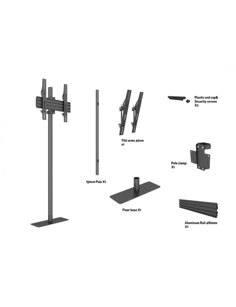 MULTIBRACKETS 8939 Multibrackets Single Pole Floormount Pro 32  -65   REF  MULTIBRACKETS MUL8939 | MusicGoodDeal
