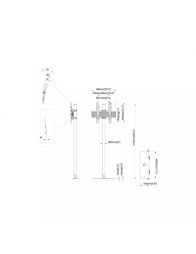 MULTIBRACKETS 8939 Multibrackets Single Pole Floormount Pro 32  -65   REF  MULTIBRACKETS MUL8939 | MusicGoodDeal